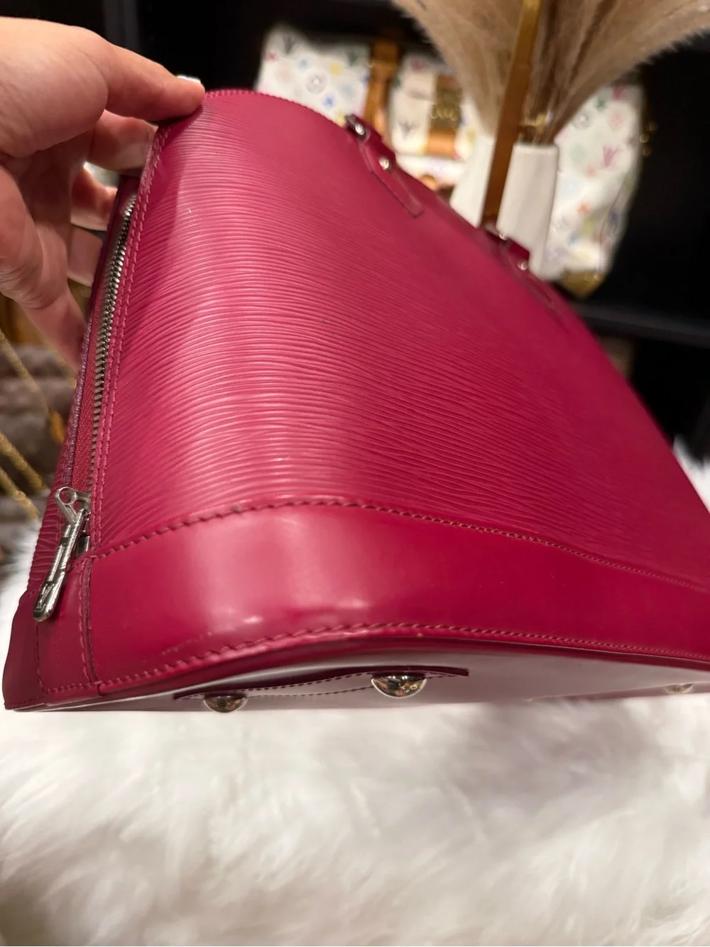 Louis Vuitton Fuchsia Epi Alma Satchel